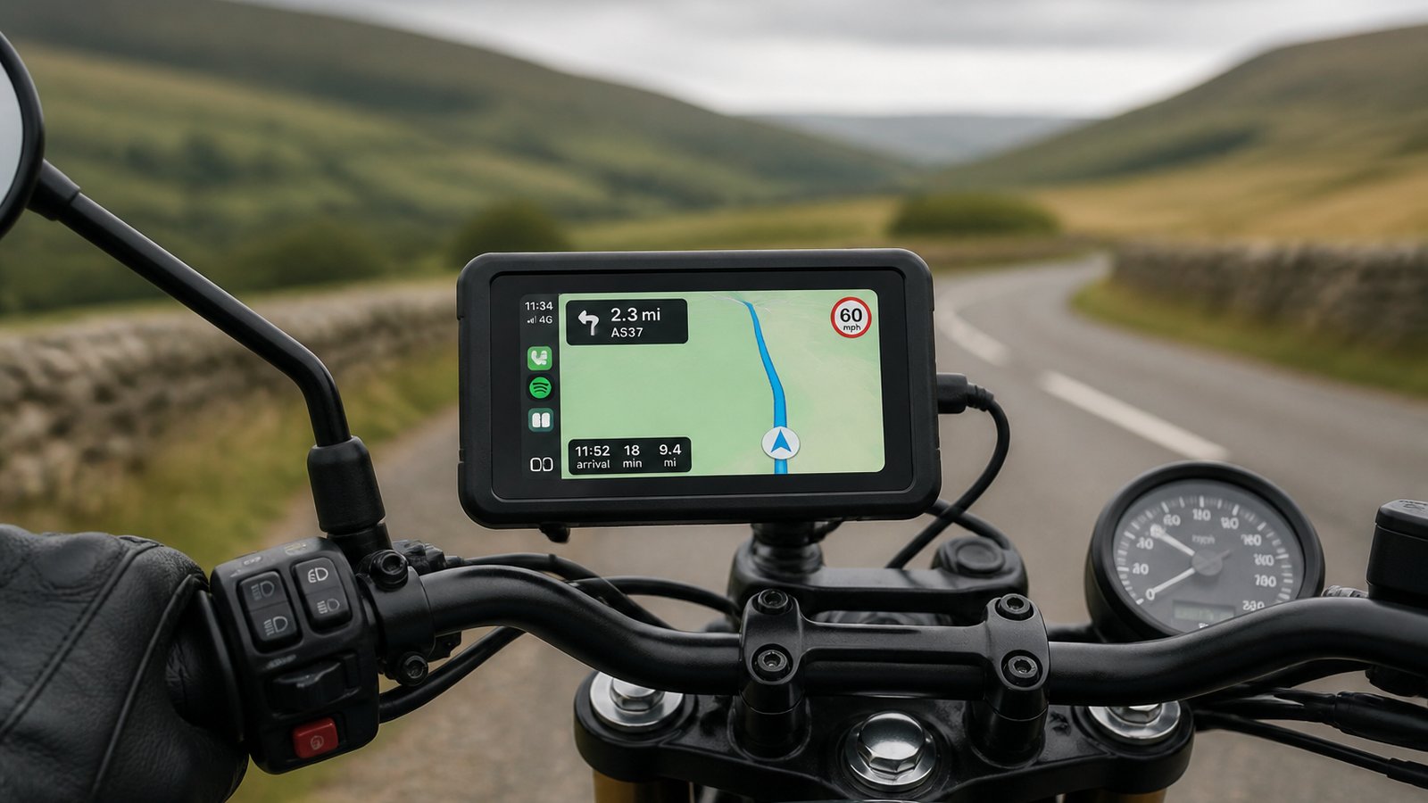 Large-arrow motorcycle display for older UK riders